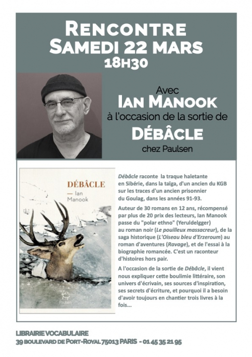 Librairie Vocabulaire, rencontre avec Ian Manook Samedi 22 Mars à 18h30
